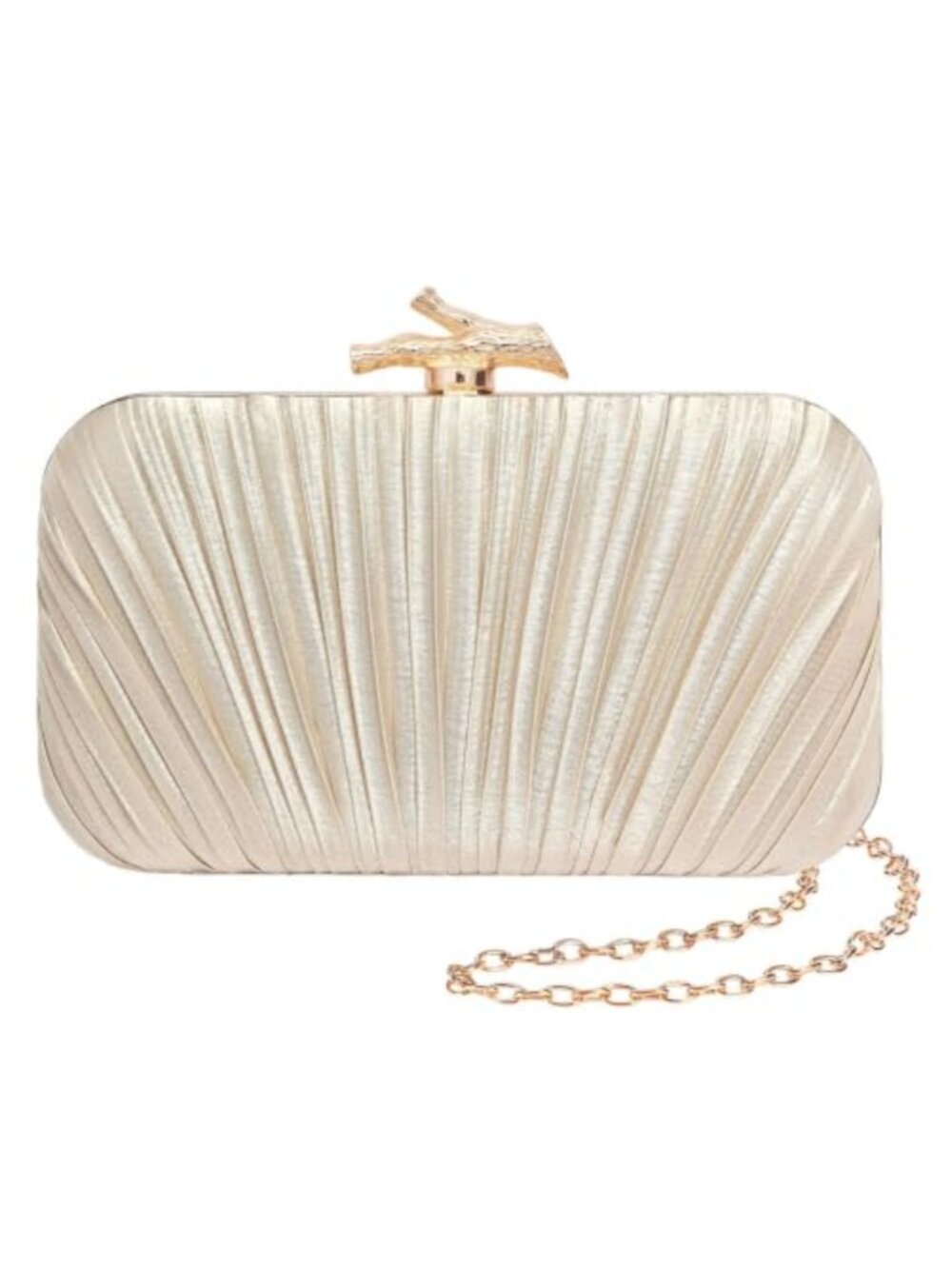 Pleated Satin Evening Clutch with Chain Strap for Wedding Party